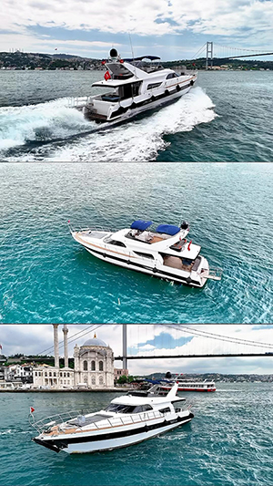 Photo du bateau lors d'une visite du Bosphore en passant devant la mosquée Ortakoy à Istanbul, en Turquie