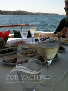 feast on board zoe yacht table